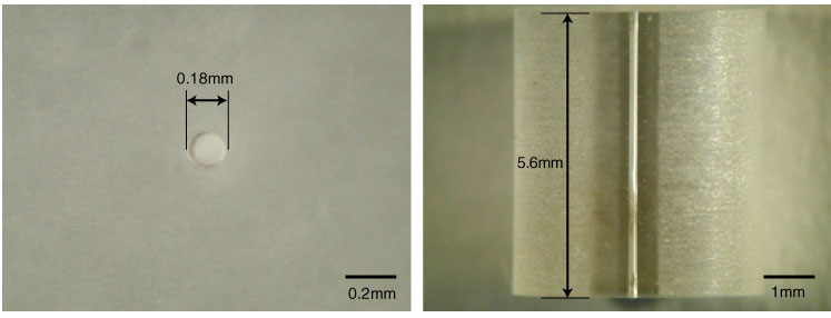 High aspect ratio micro-hole in sapphire
